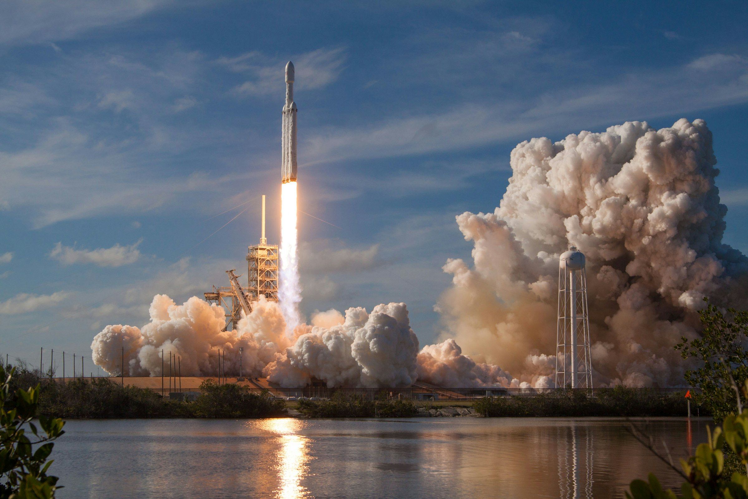 Rocket launching through clouds